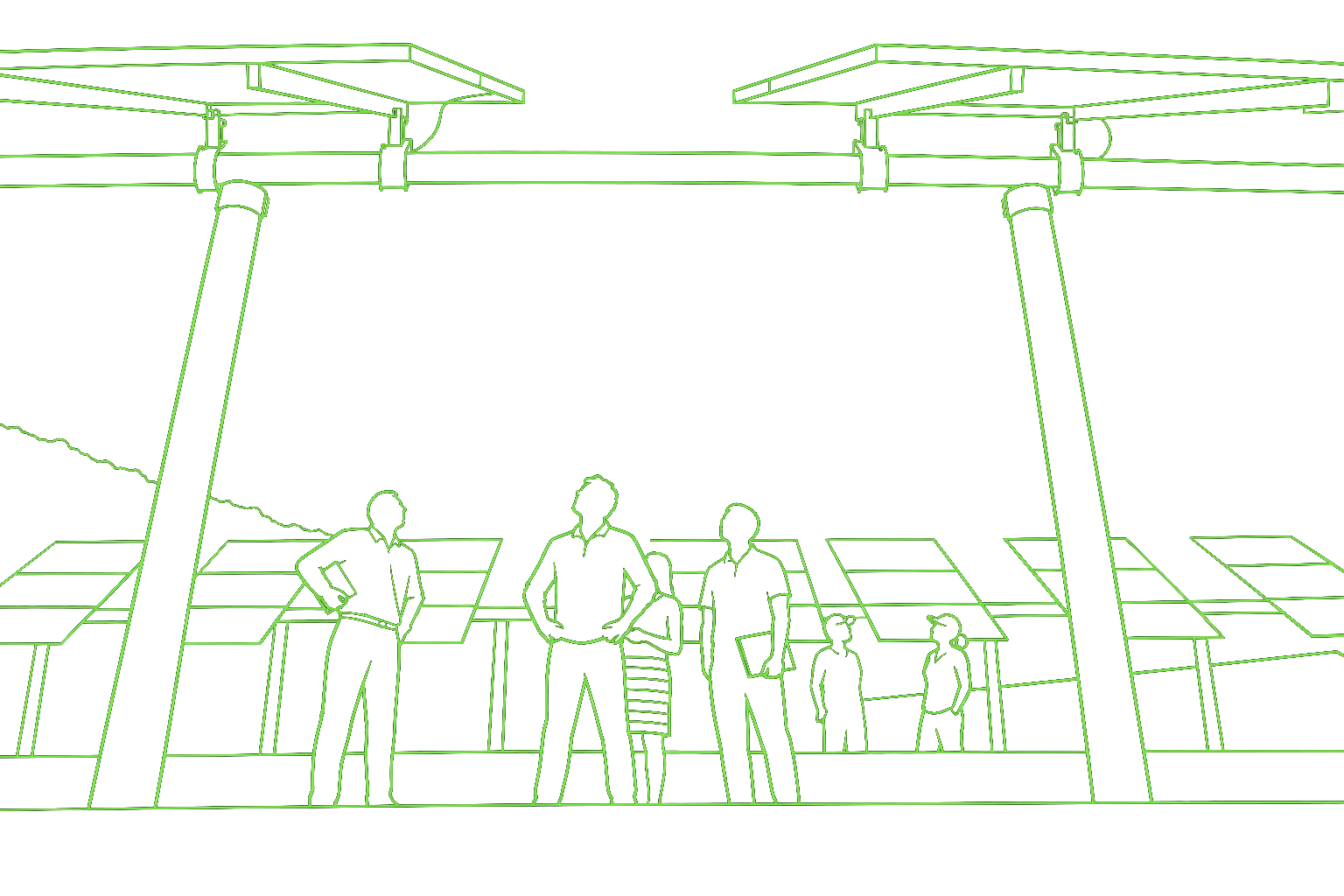 Community members at a solar energy installation, Hypha Energy